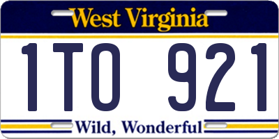 WV license plate 1TO921