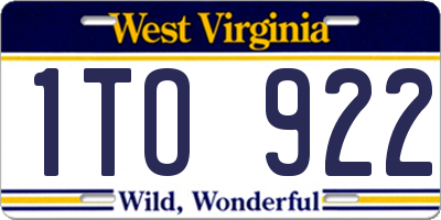 WV license plate 1TO922