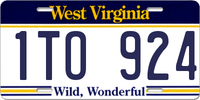 WV license plate 1TO924