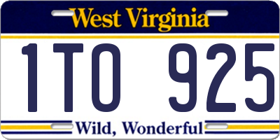 WV license plate 1TO925