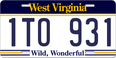 WV license plate 1TO931