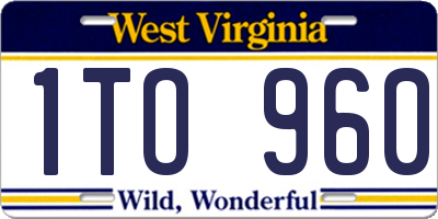 WV license plate 1TO960