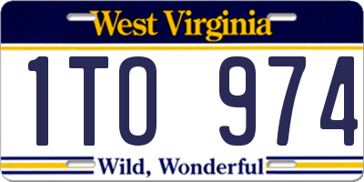 WV license plate 1TO974