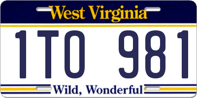 WV license plate 1TO981