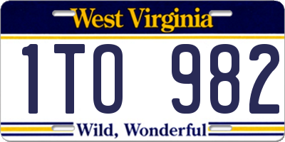 WV license plate 1TO982