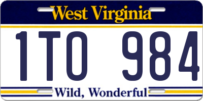 WV license plate 1TO984