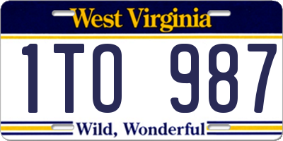 WV license plate 1TO987