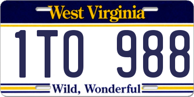 WV license plate 1TO988