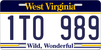 WV license plate 1TO989