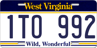 WV license plate 1TO992