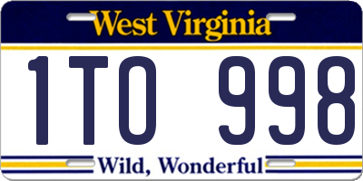 WV license plate 1TO998