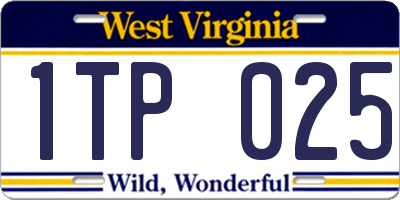 WV license plate 1TP025