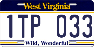 WV license plate 1TP033