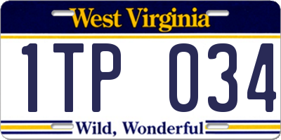 WV license plate 1TP034