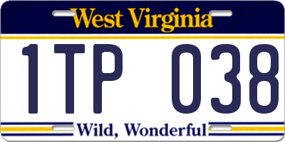 WV license plate 1TP038