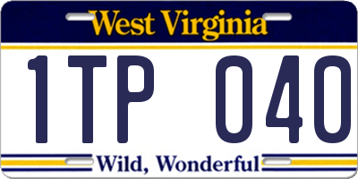 WV license plate 1TP040
