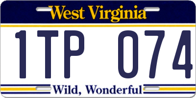 WV license plate 1TP074