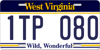WV license plate 1TP080