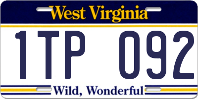 WV license plate 1TP092