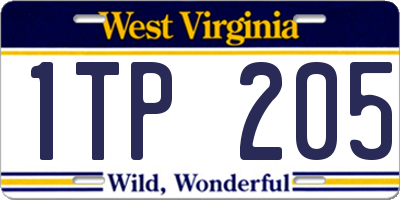 WV license plate 1TP205