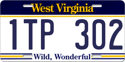 WV license plate 1TP302