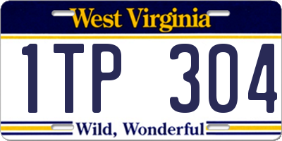 WV license plate 1TP304