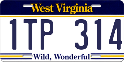 WV license plate 1TP314