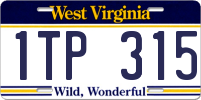 WV license plate 1TP315