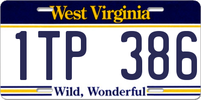 WV license plate 1TP386