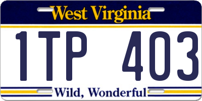 WV license plate 1TP403