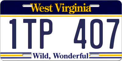 WV license plate 1TP407