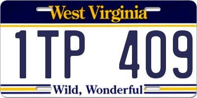 WV license plate 1TP409