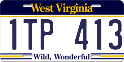 WV license plate 1TP413