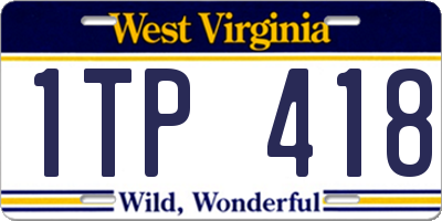 WV license plate 1TP418