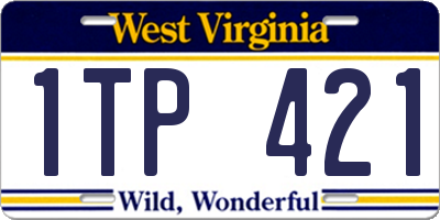 WV license plate 1TP421