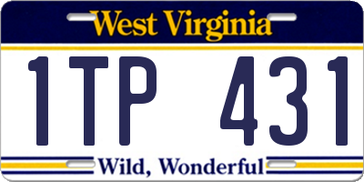 WV license plate 1TP431