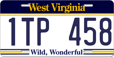 WV license plate 1TP458
