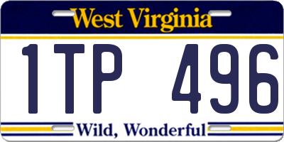 WV license plate 1TP496