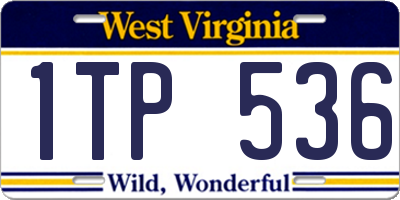 WV license plate 1TP536