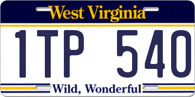 WV license plate 1TP540