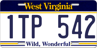 WV license plate 1TP542