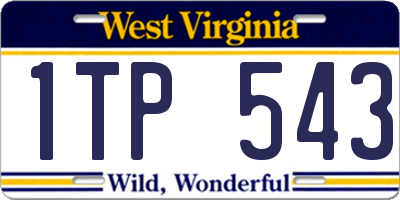 WV license plate 1TP543