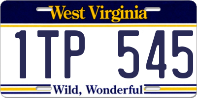 WV license plate 1TP545