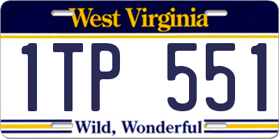 WV license plate 1TP551