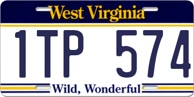 WV license plate 1TP574
