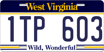 WV license plate 1TP603