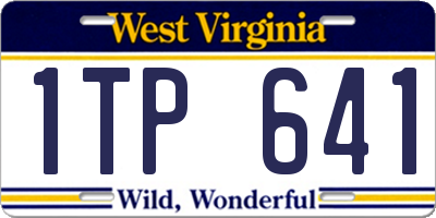 WV license plate 1TP641