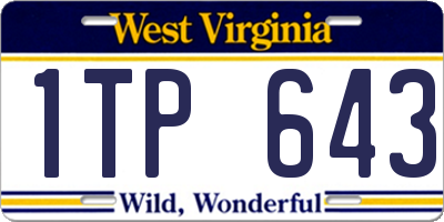 WV license plate 1TP643