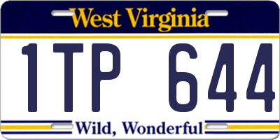 WV license plate 1TP644
