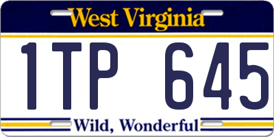 WV license plate 1TP645